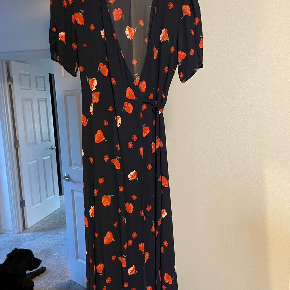 Reformation Black and Red Floral Maxi Dress